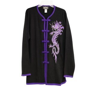 VTG Bob Mackie Wearable Art Asian Embroider Dragon Art Deco Whimsigoth Eclectic